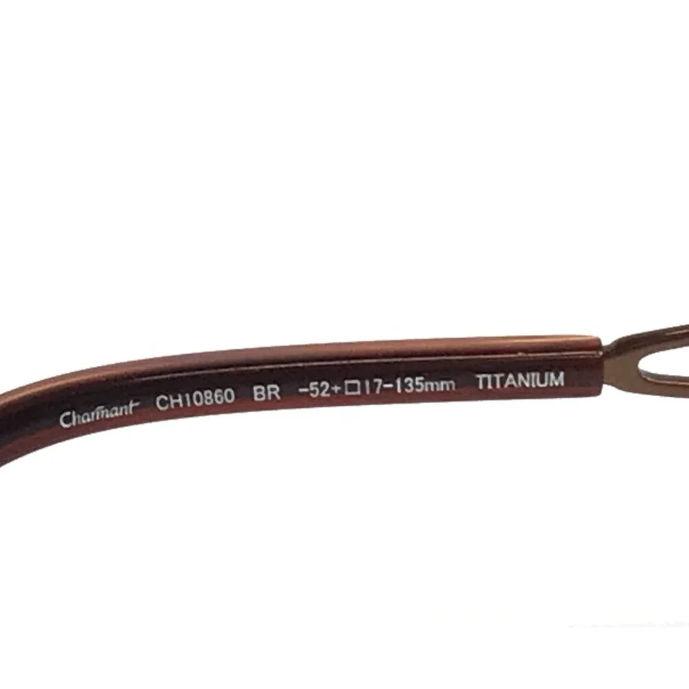 Charmant Eyeglasses Frames CH10860 BR Brown Wire Rim Titanium 52-17-135